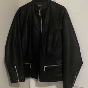 Plus size faux leather jacket